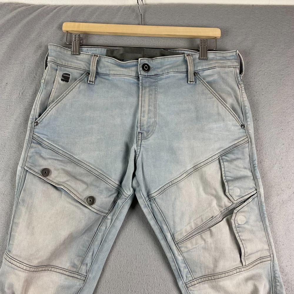 G-Star Raw Airblaze 3D Skinny Jeans Mens 34x32 light Stretch Faded Moto Denim - Picture 2 of 15